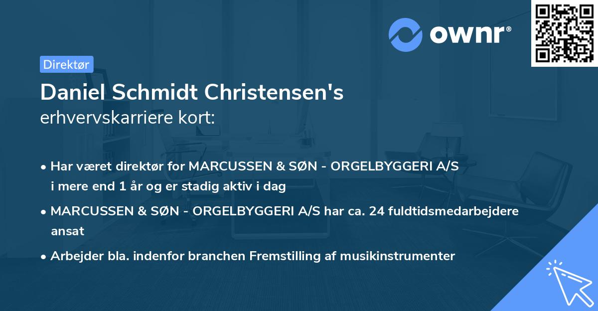 Daniel Schmidt Christensen's erhvervskarriere kort