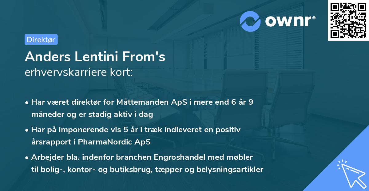 Anders Lentini From's erhvervskarriere kort