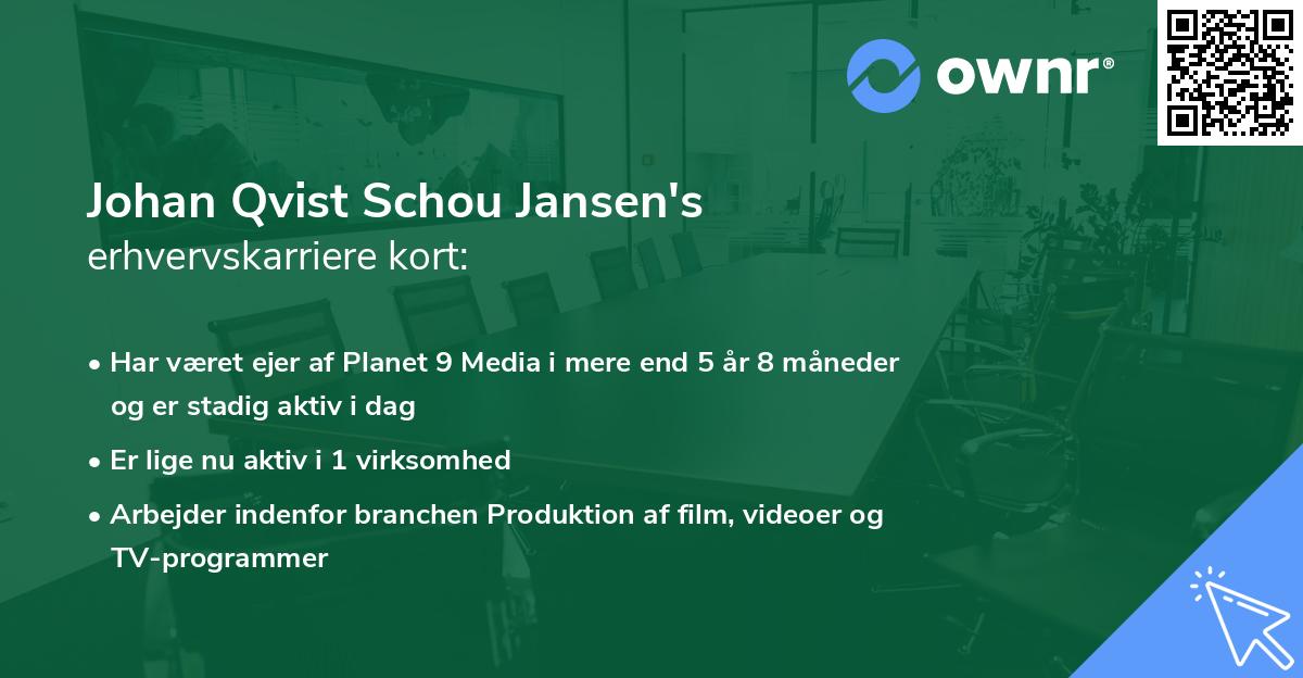Johan Qvist Schou Jansen's erhvervskarriere kort
