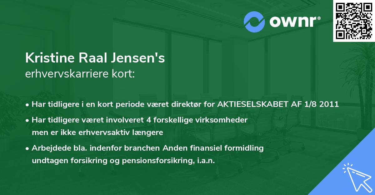 Kristine Raal Jensen's erhvervskarriere kort