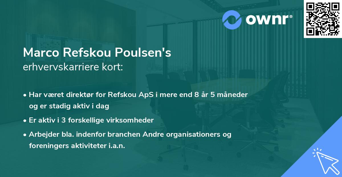 Marco Refskou Poulsen's erhvervskarriere kort