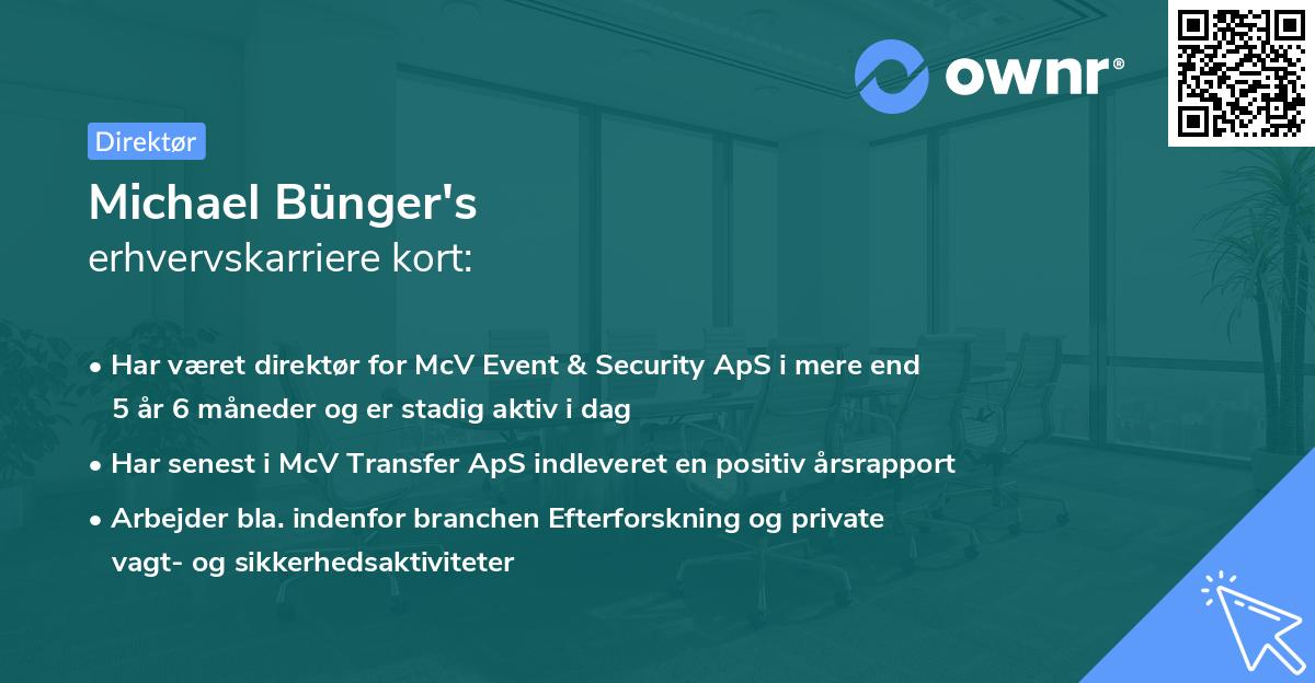 Michael Bünger's erhvervskarriere kort