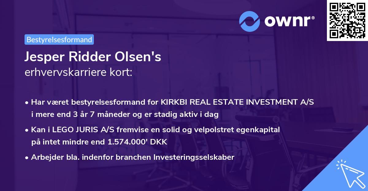 Jesper Ridder Olsen's erhvervskarriere kort