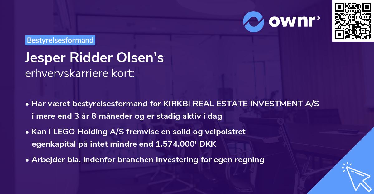 Jesper Ridder Olsen's erhvervskarriere kort