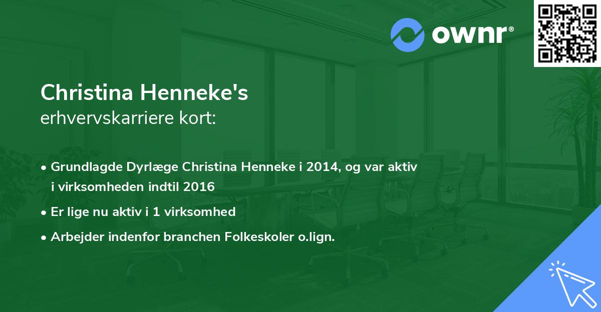 Christina Henneke's erhvervskarriere kort