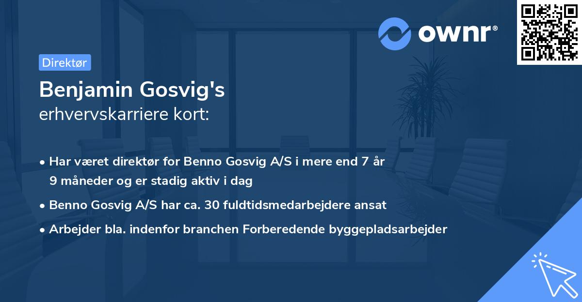 Benjamin Gosvig's erhvervskarriere kort