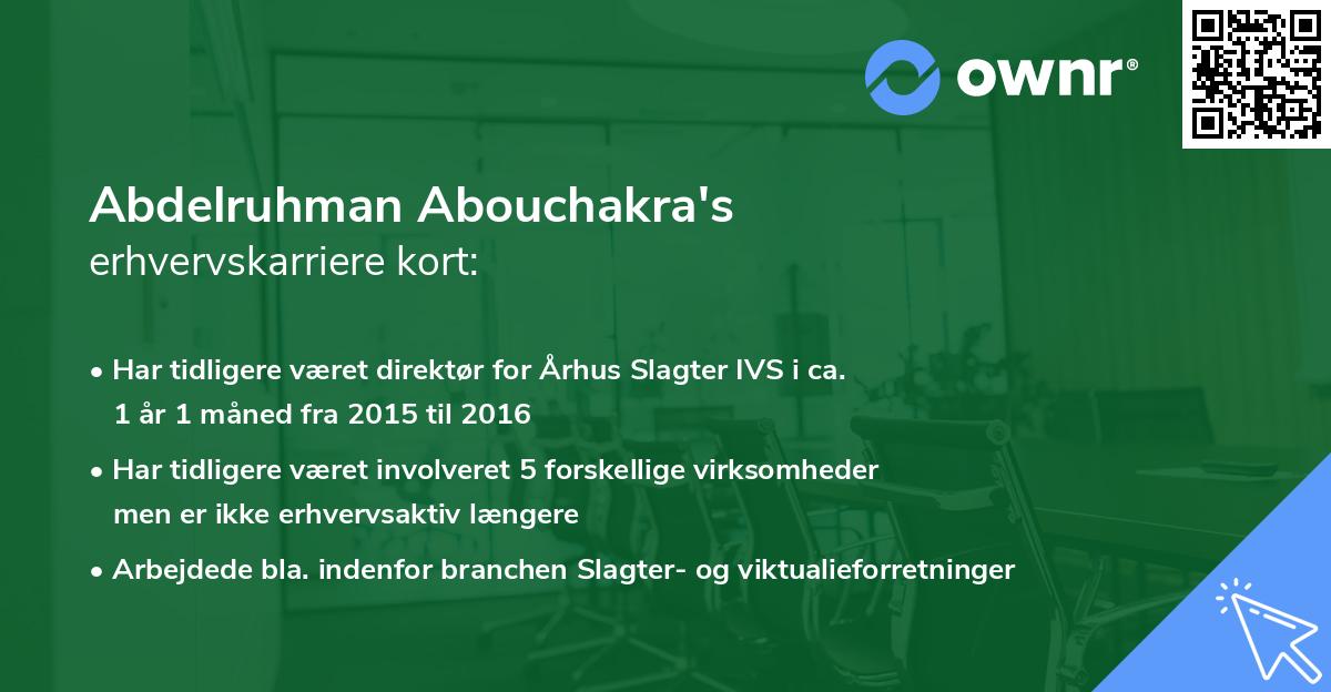 Abdelruhman Abouchakra's erhvervskarriere kort