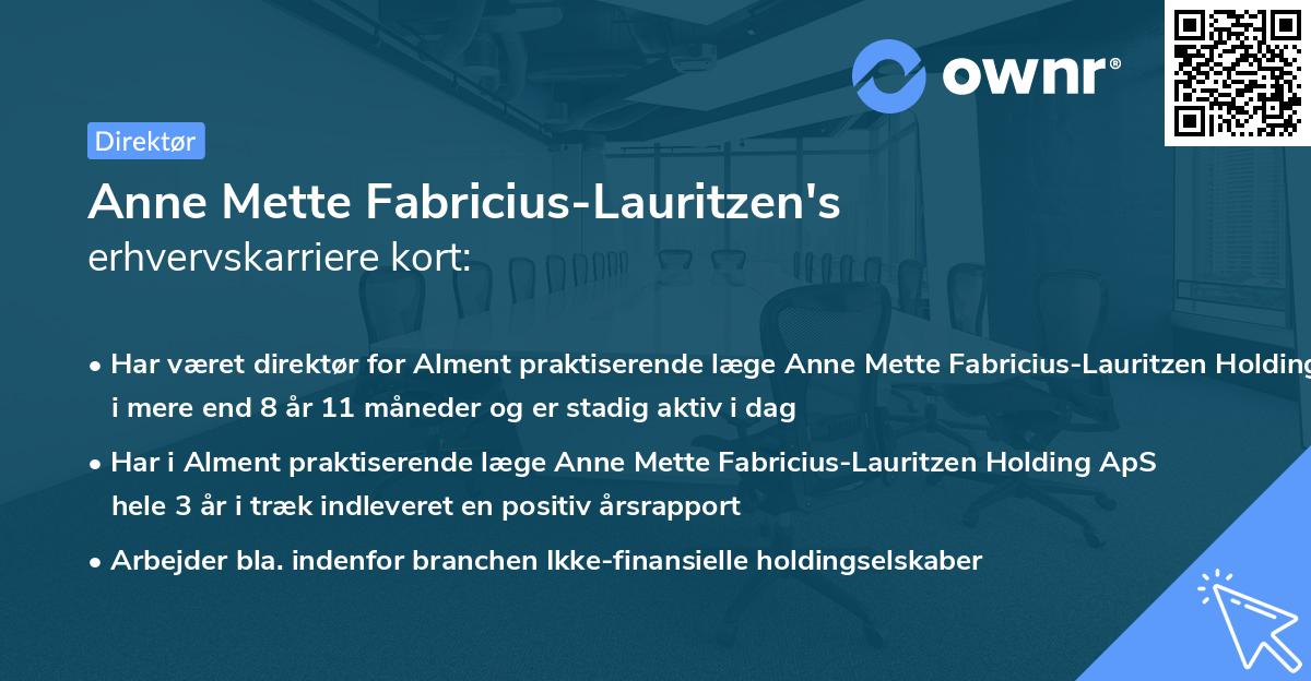 Anne Mette Fabricius-Lauritzen's erhvervskarriere kort