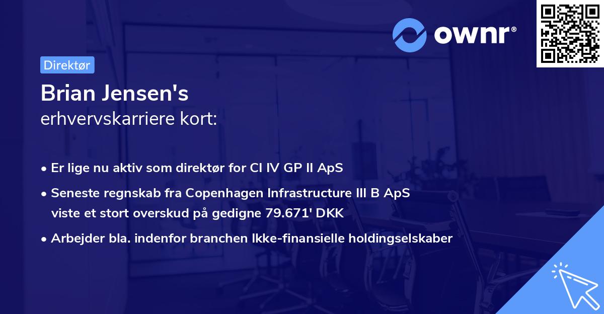 Brian Jensen's erhvervskarriere kort