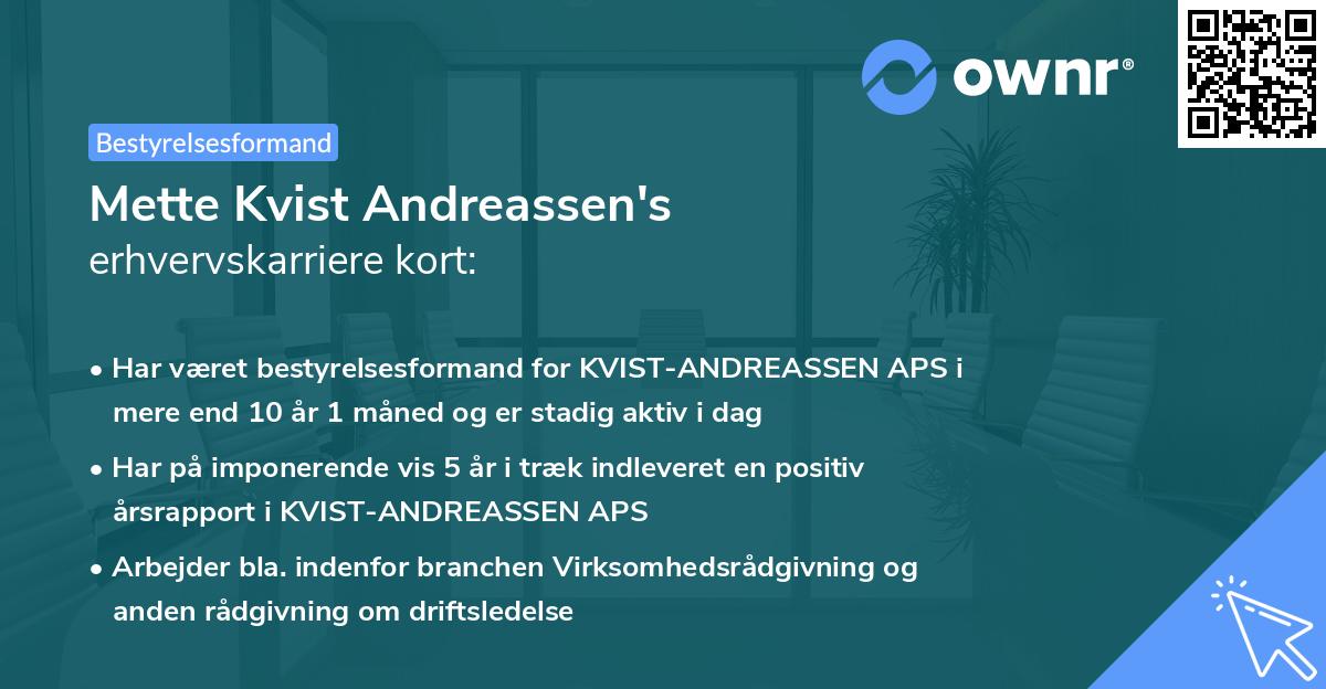 Mette Kvist Andreassen's erhvervskarriere kort