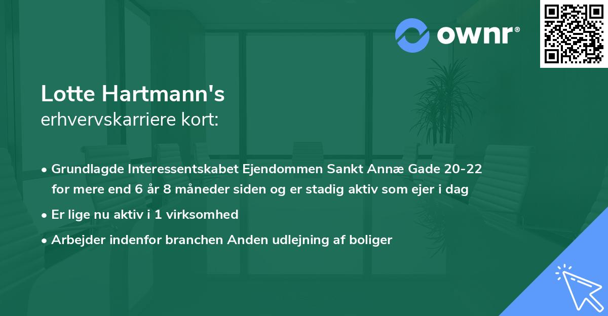 Lotte Hartmann's erhvervskarriere kort