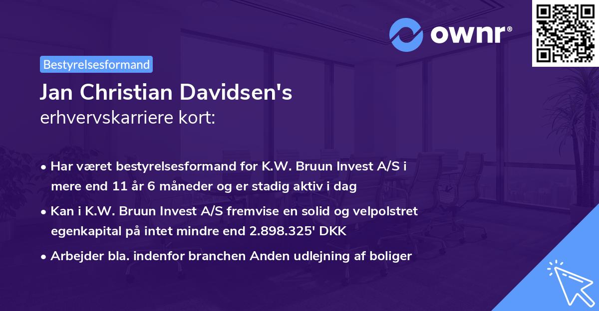 Jan Christian Davidsen's erhvervskarriere kort