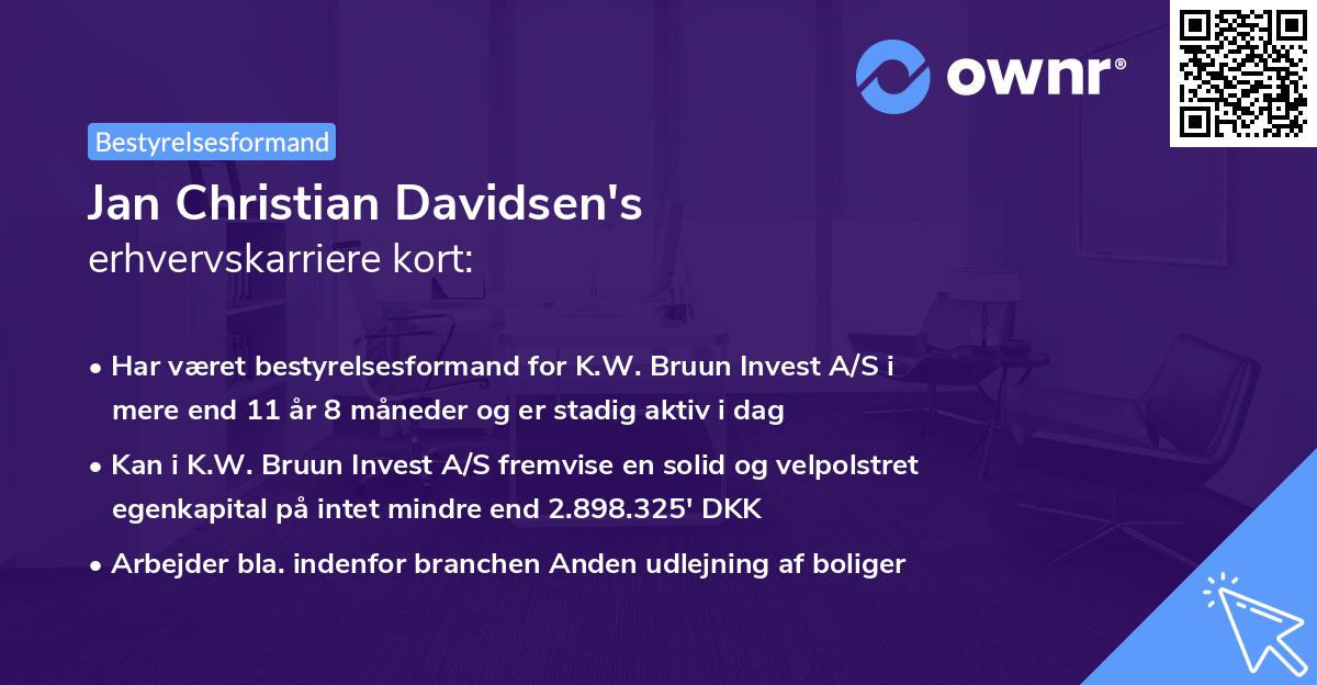 Jan Christian Davidsen's erhvervskarriere kort