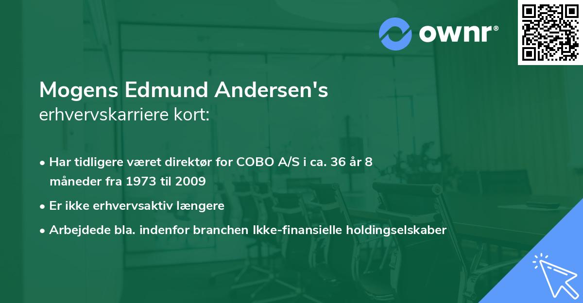 Mogens Edmund Andersen's erhvervskarriere kort