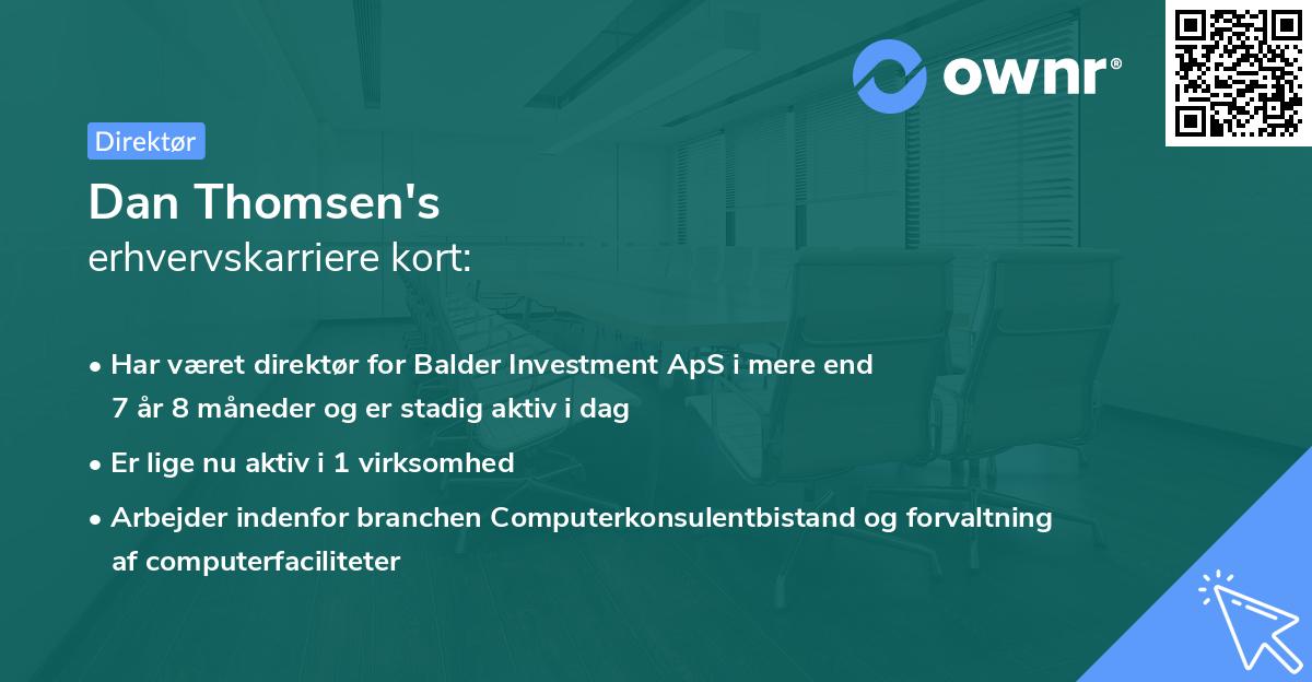 Dan Thomsen's erhvervskarriere kort