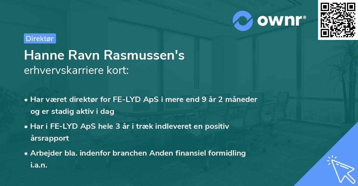 Hanne Ravn Rasmussen's erhvervskarriere kort