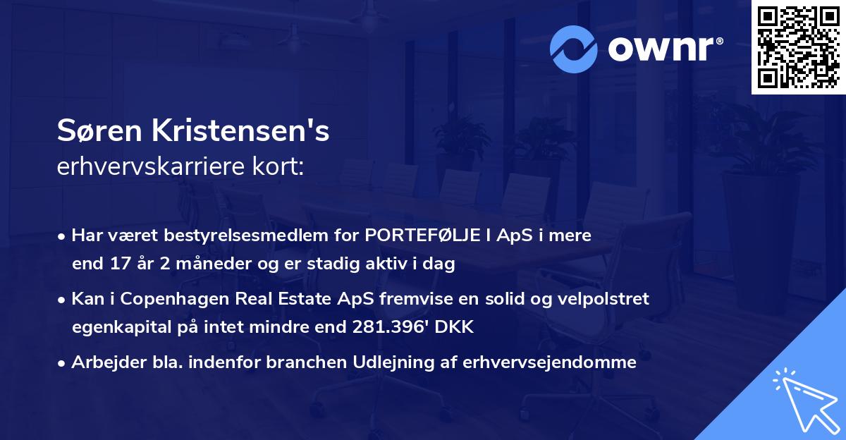 Søren Kristensen's erhvervskarriere kort