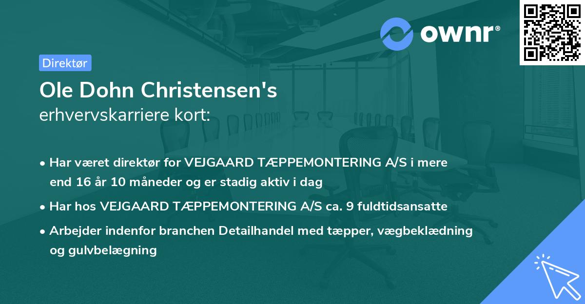Ole Dohn Christensen's erhvervskarriere kort
