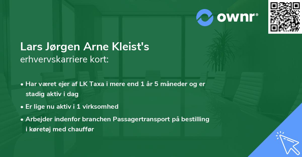 Lars Jørgen Arne Kleist's erhvervskarriere kort