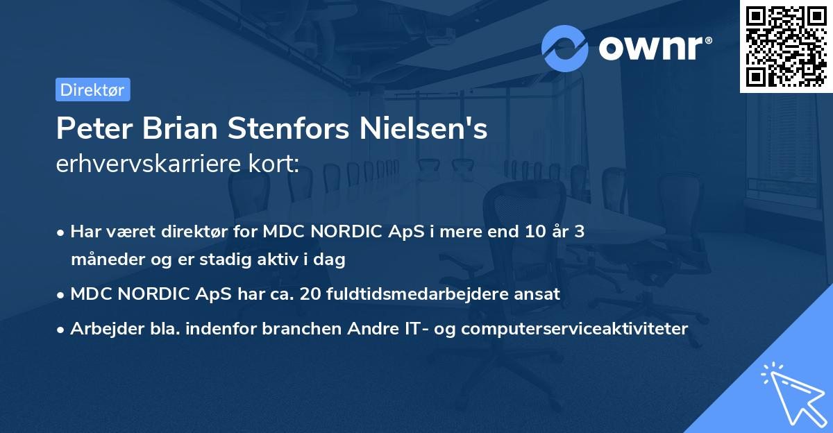 Peter Brian Stenfors Nielsen's erhvervskarriere kort
