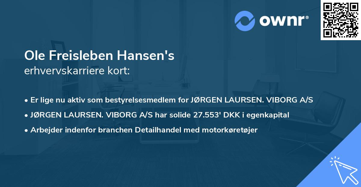 Ole Freisleben Hansen's erhvervskarriere kort