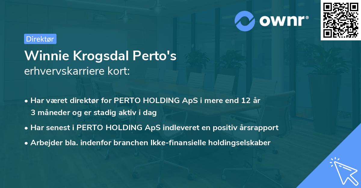 Winnie Krogsdal Perto's erhvervskarriere kort