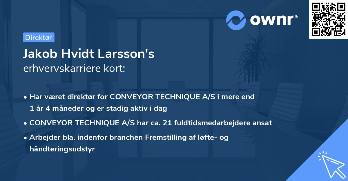 Jakob Hvidt Larsson's erhvervskarriere kort