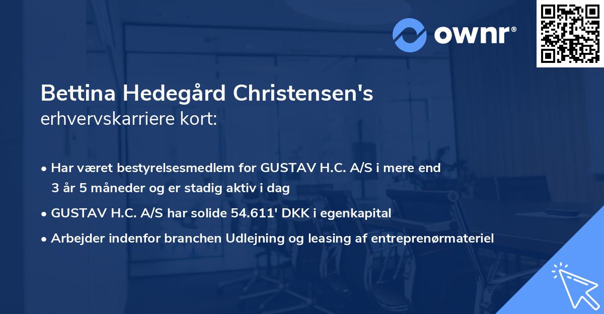 Bettina Hedegård Christensen's erhvervskarriere kort