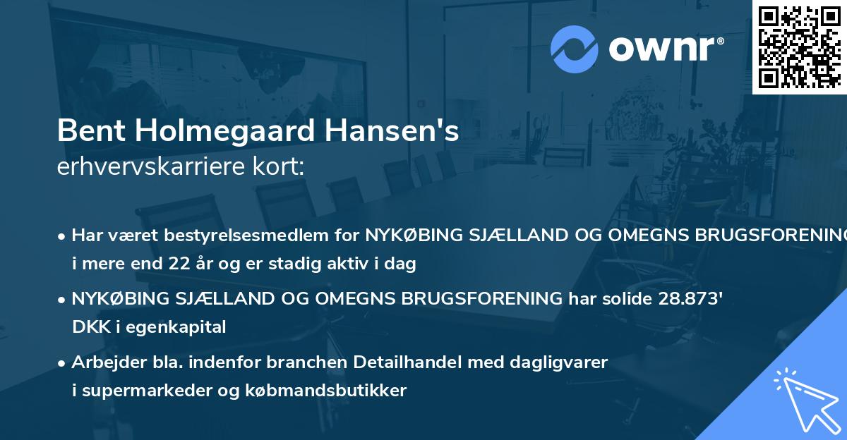 Bent Holmegaard Hansen's erhvervskarriere kort