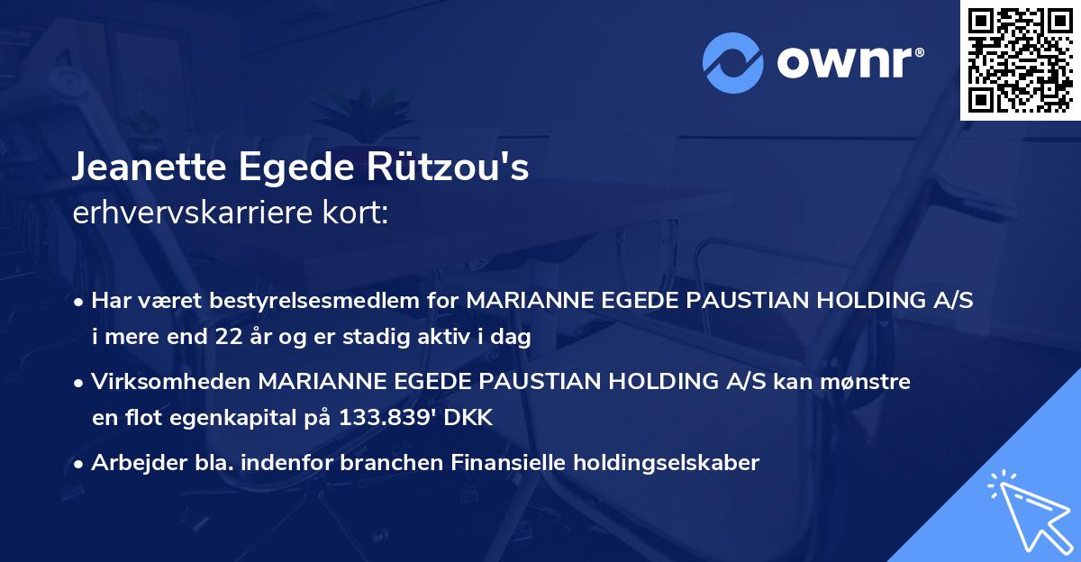 Jeanette Egede Rützou's erhvervskarriere kort
