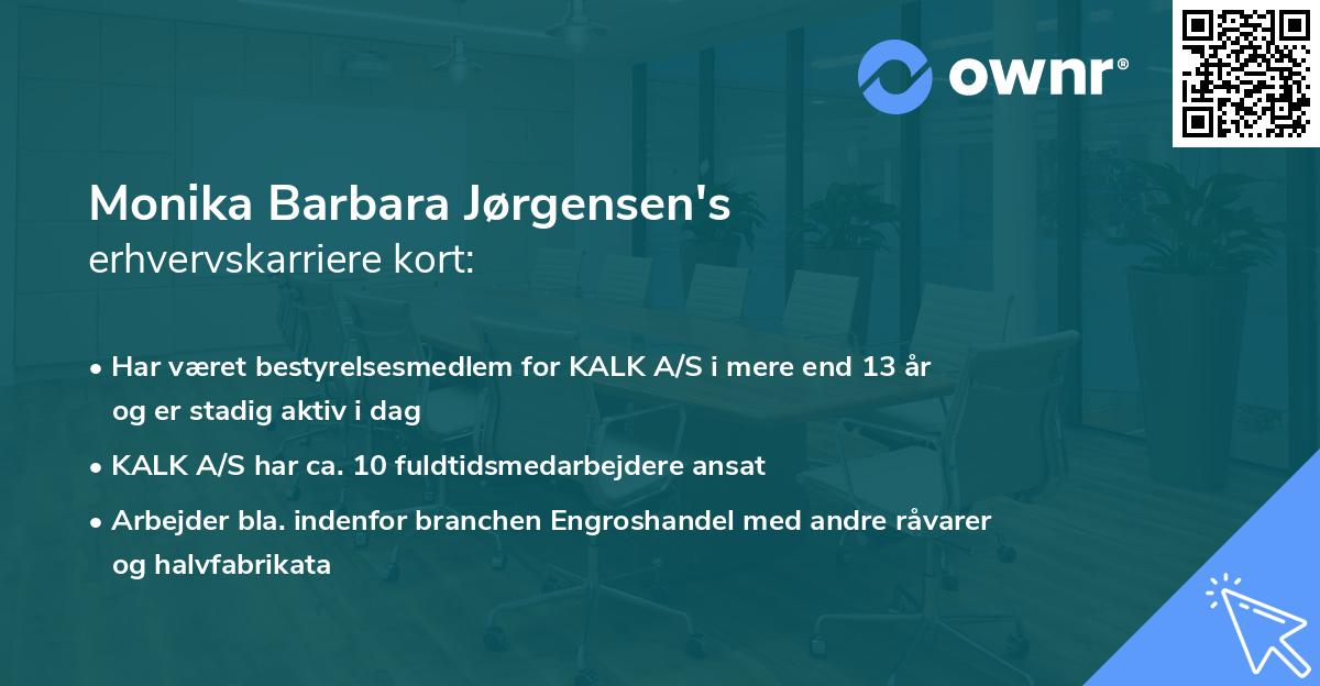Monika Barbara Jørgensen's erhvervskarriere kort