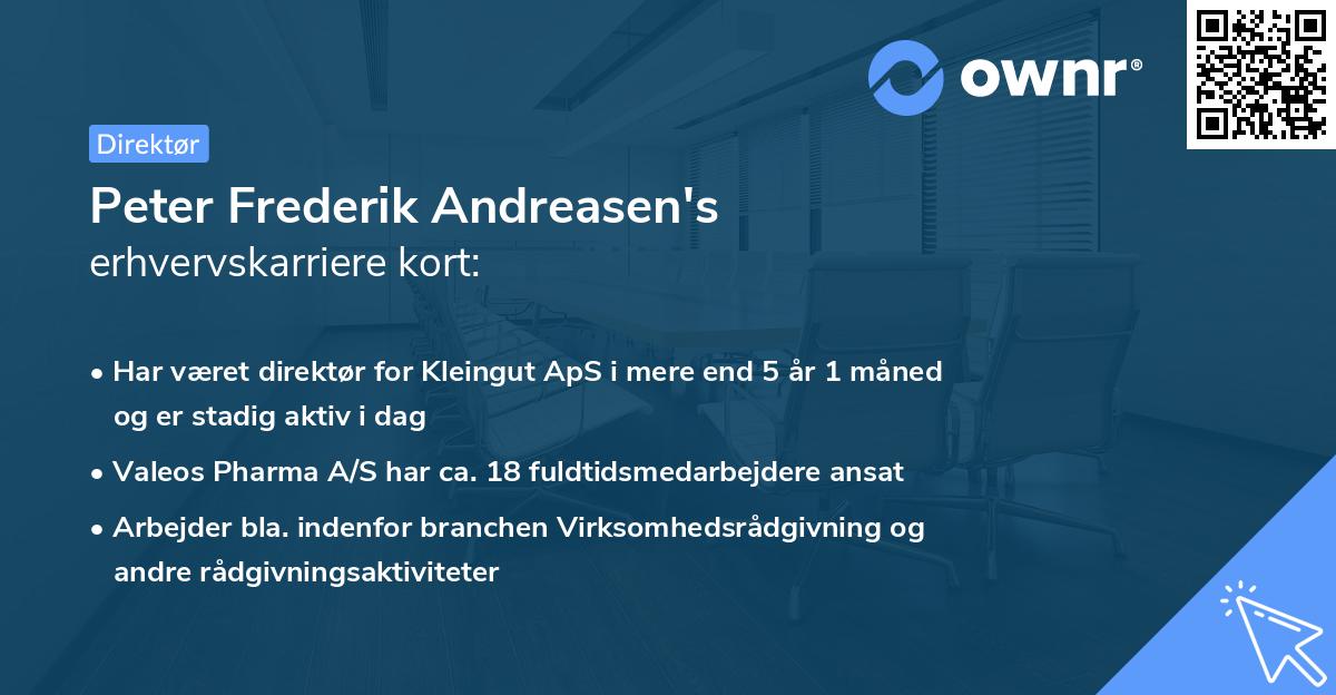 Peter Frederik Andreasen's erhvervskarriere kort