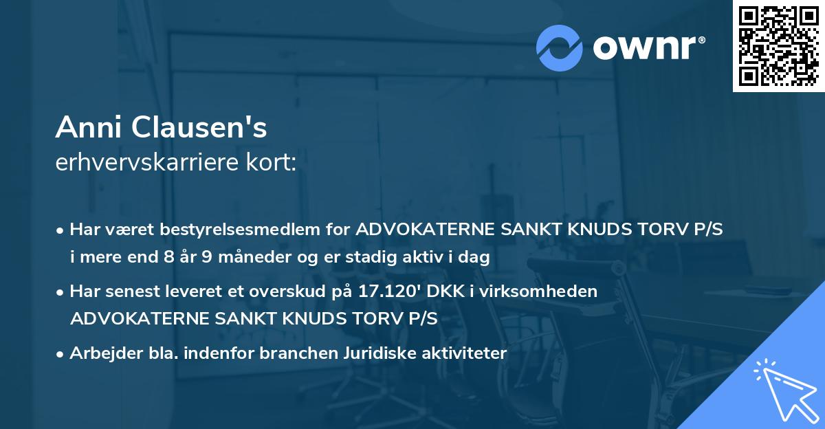 Anni Clausen's erhvervskarriere kort