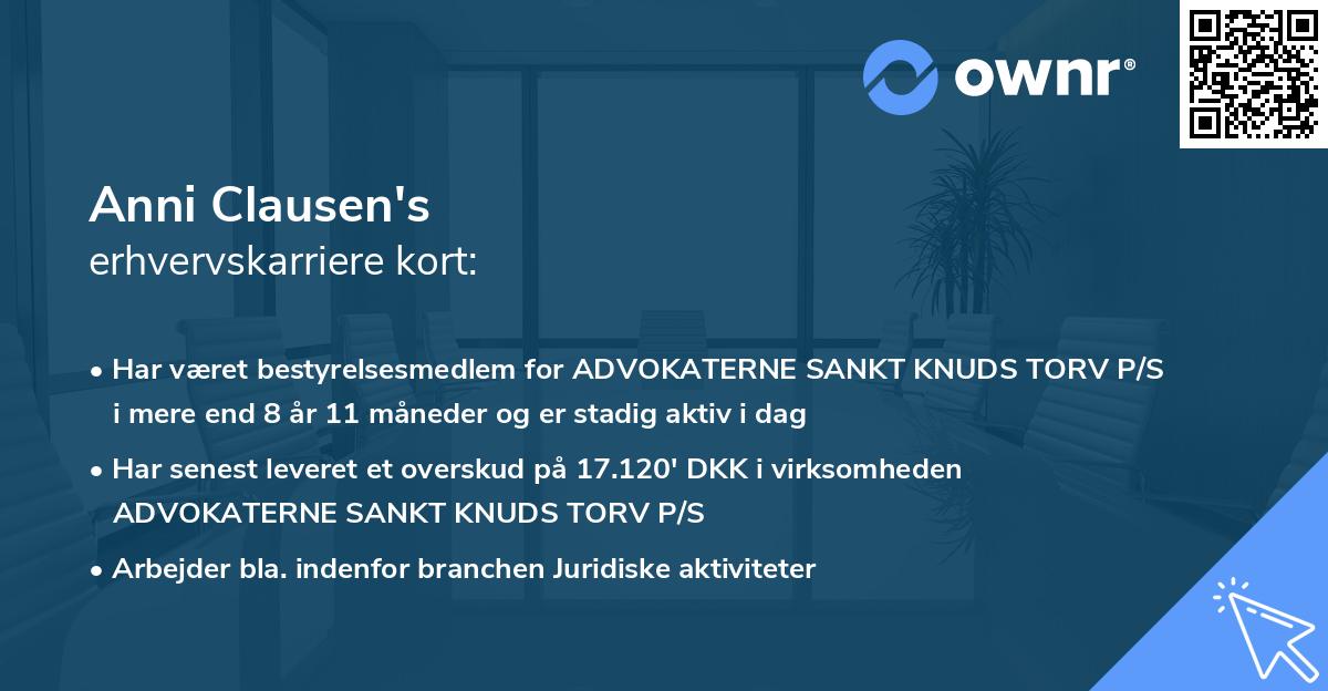 Anni Clausen's erhvervskarriere kort