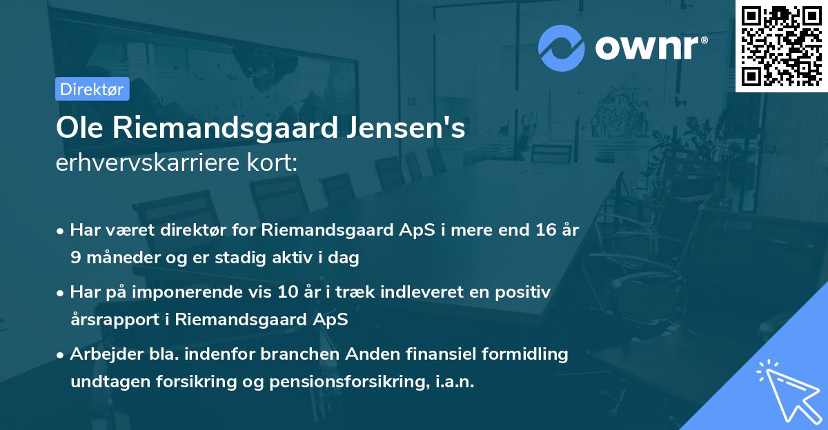 Ole Riemandsgaard Jensen's erhvervskarriere kort