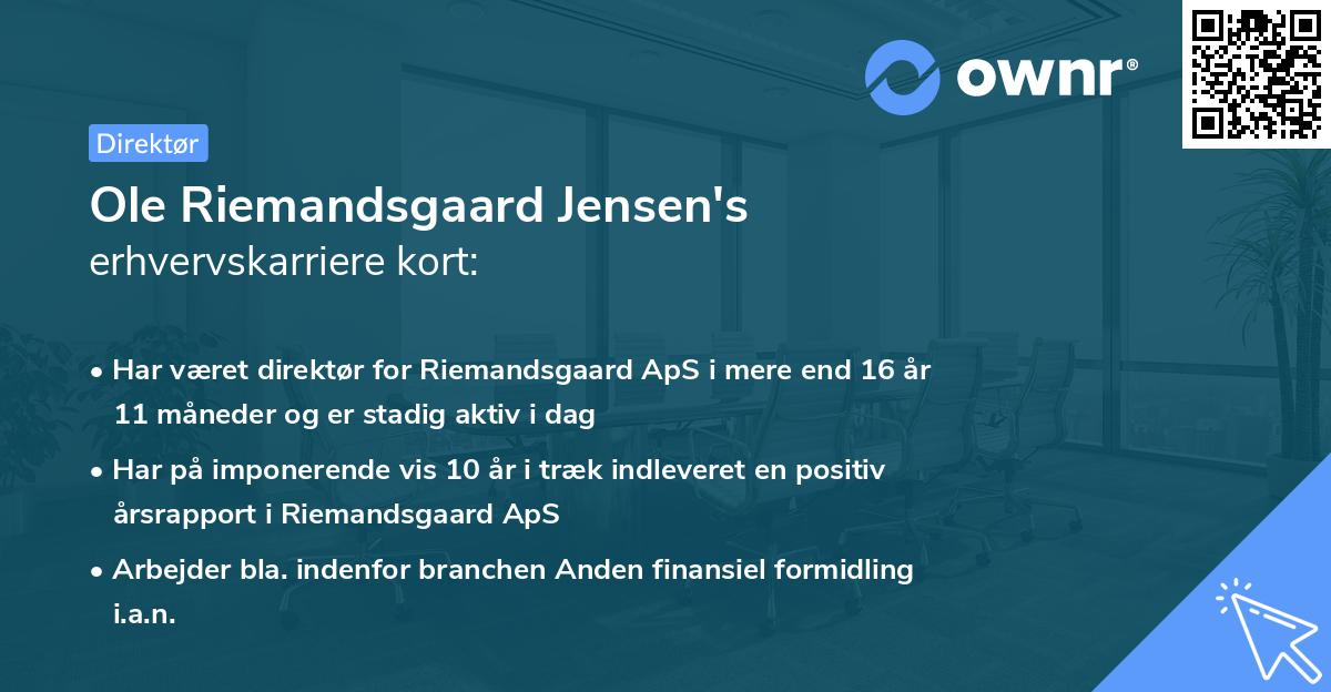 Ole Riemandsgaard Jensen's erhvervskarriere kort