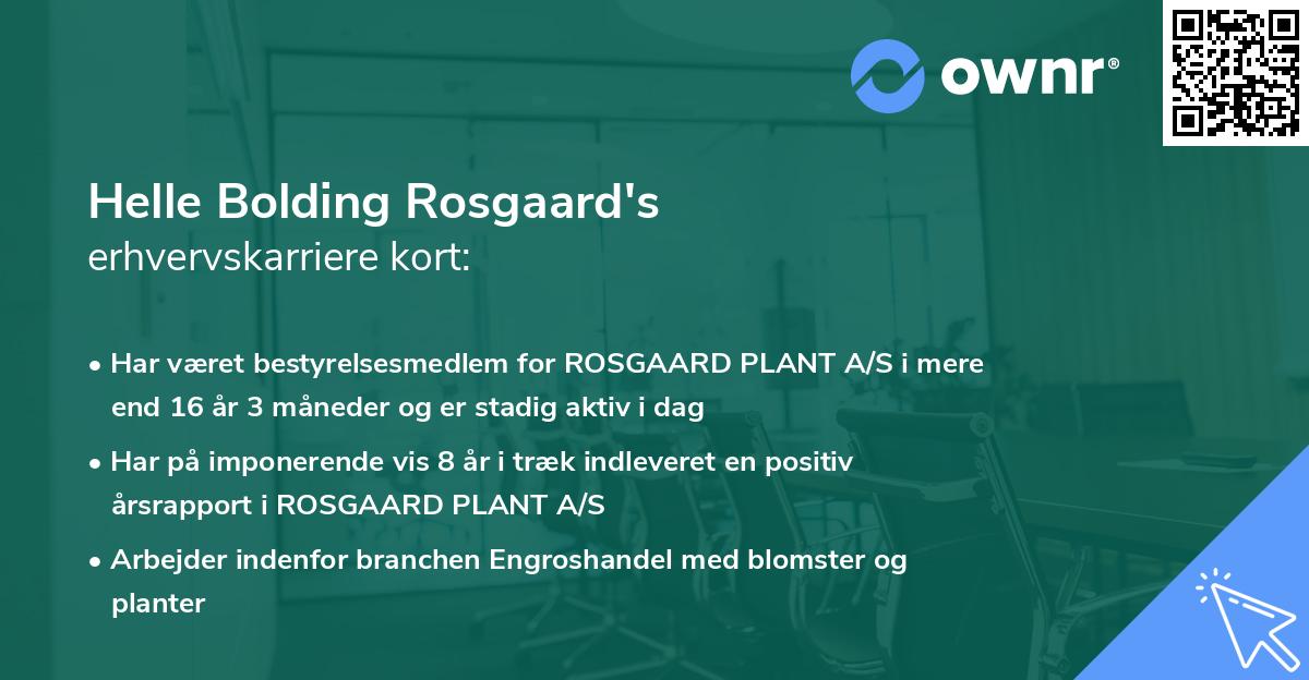 Helle Bolding Rosgaard's erhvervskarriere kort