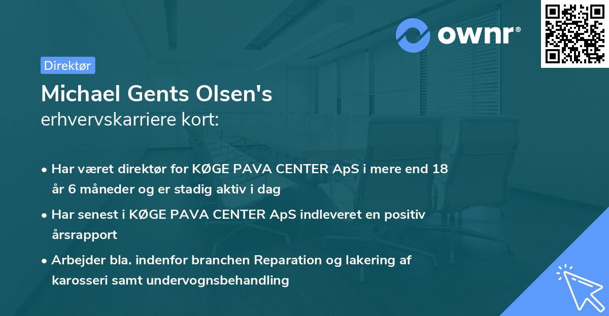 Michael Gents Olsen's erhvervskarriere kort