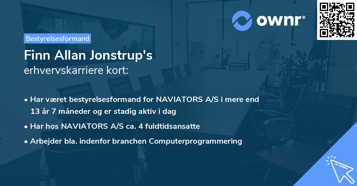 Finn Allan Jonstrup's erhvervskarriere kort