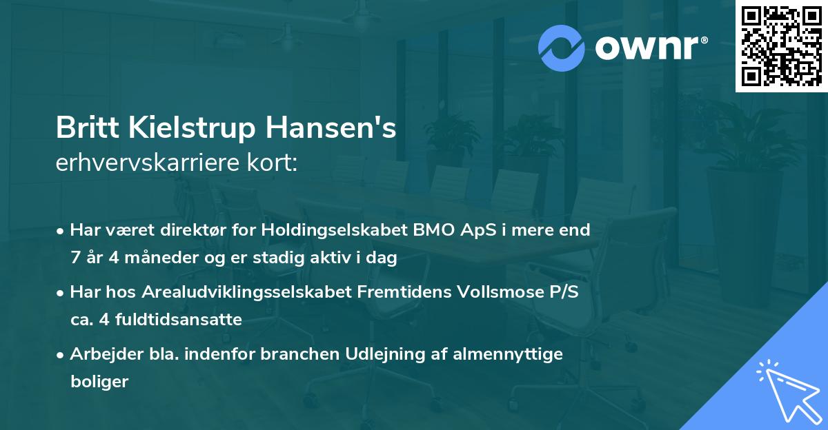 Britt Kielstrup Hansen's erhvervskarriere kort