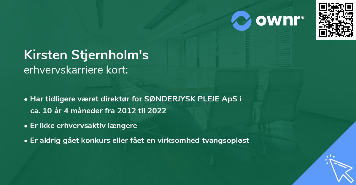 Kirsten Stjernholm's erhvervskarriere kort