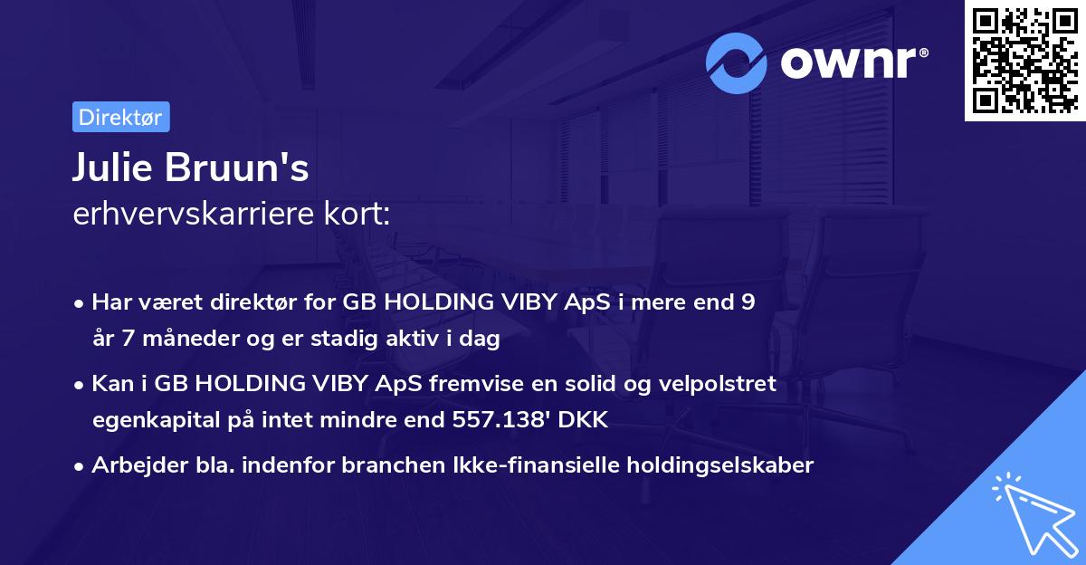 Julie Bruun's erhvervskarriere kort