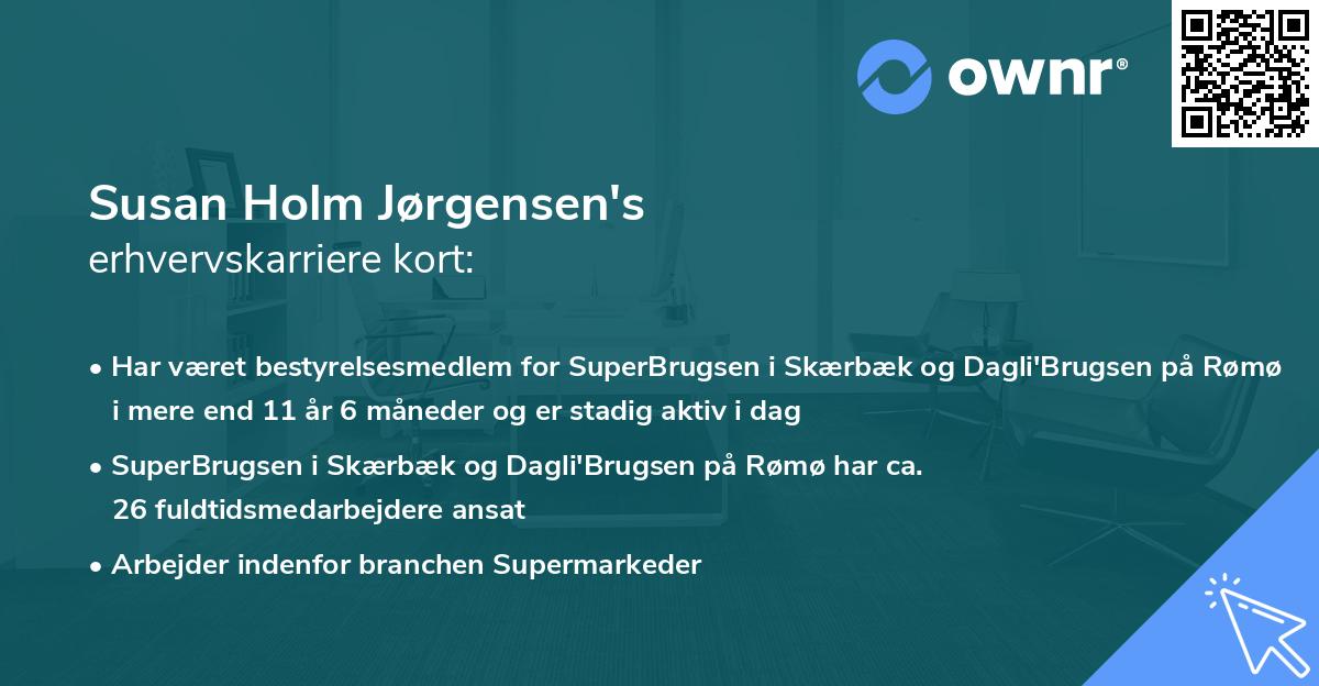 Susan Holm Jørgensen's erhvervskarriere kort