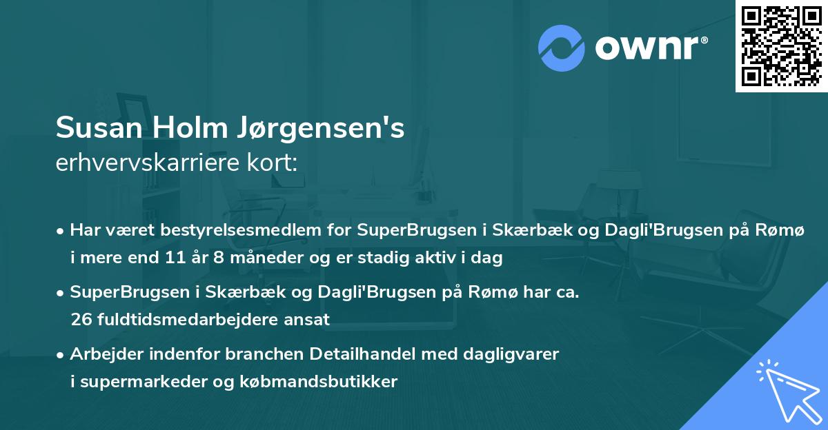 Susan Holm Jørgensen's erhvervskarriere kort