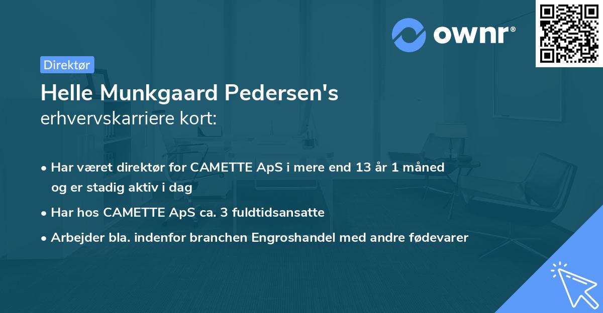 Helle Munkgaard Pedersen's erhvervskarriere kort