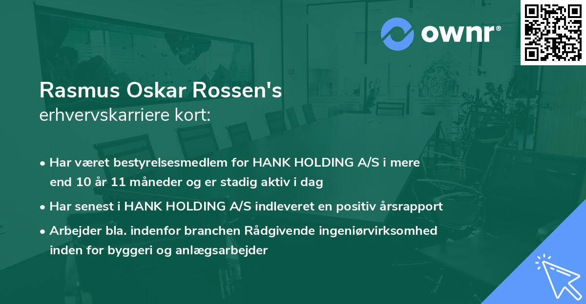 Rasmus Oskar Rossen's erhvervskarriere kort