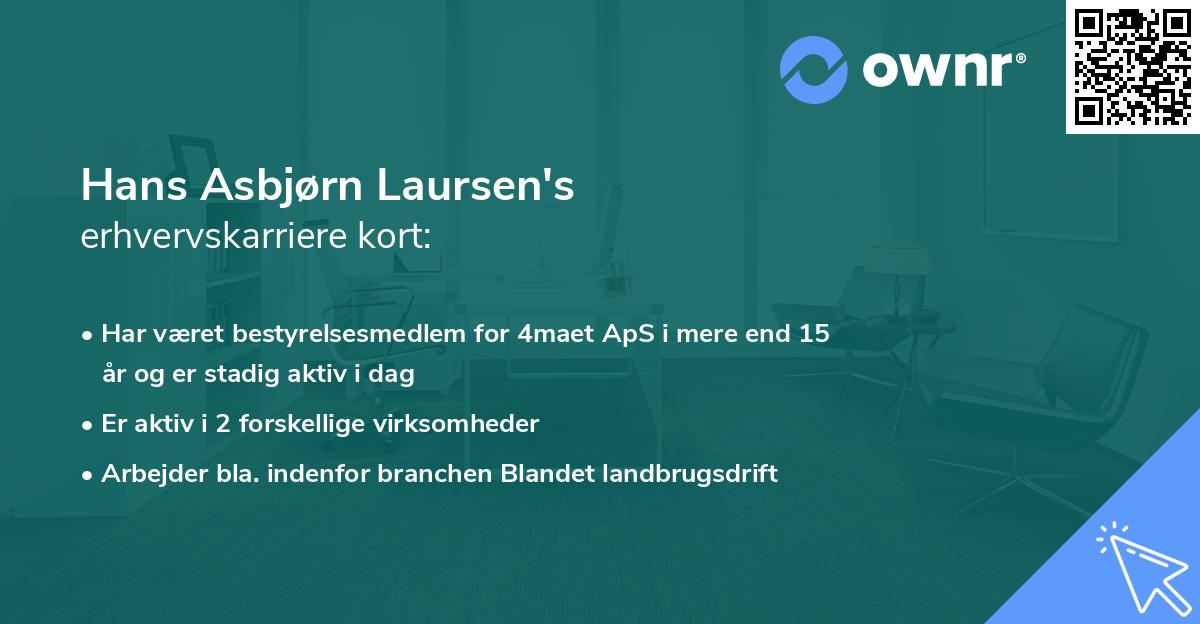 Hans Asbjørn Laursen's erhvervskarriere kort