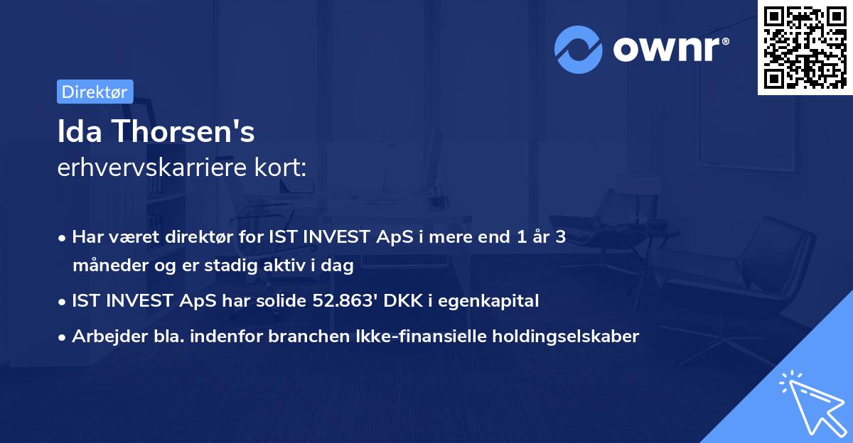 Ida Thorsen's erhvervskarriere kort