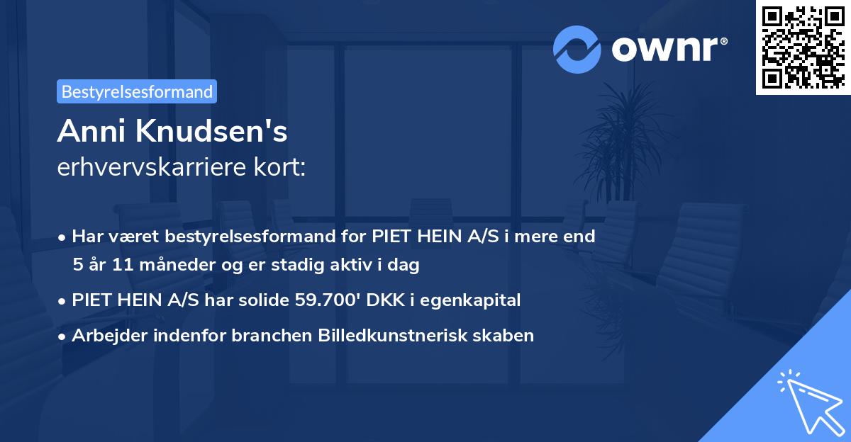Anni Knudsen's erhvervskarriere kort