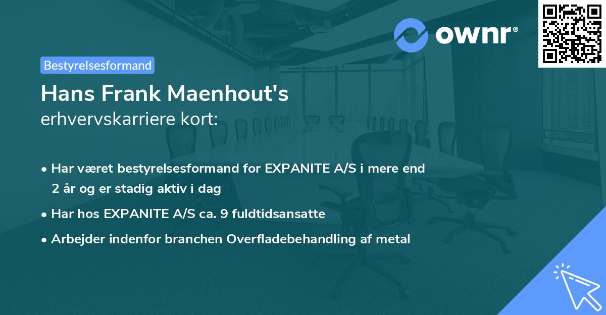 Hans Frank Maenhout's erhvervskarriere kort